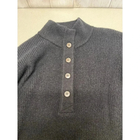 AMERICAN TALL MENS SIZE 2XL BLACK MOCK BUTTON NECK SWEATER NWT - Picture 3 of 12